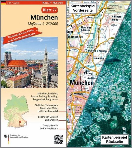 Topographische Karte und Satellitenbildkarte München - Landkarten