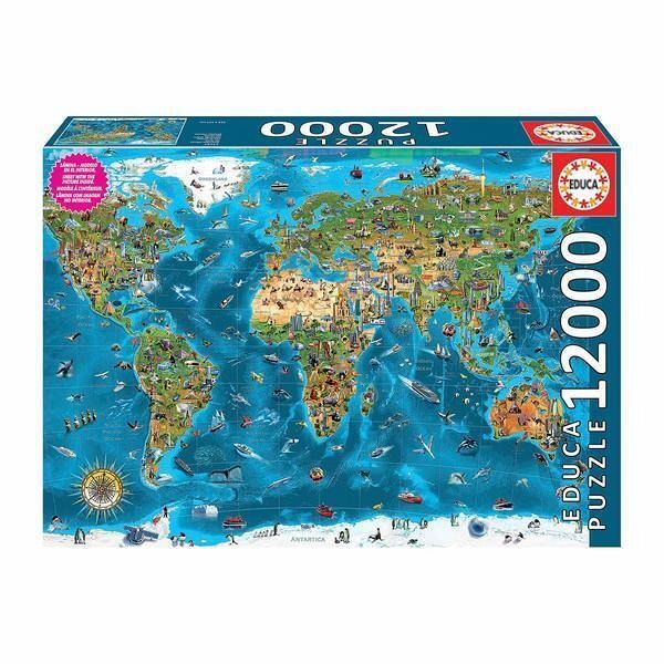 Carletto 9219057 Educa Weltwunder Weltkarte Puzzle 12000 Teile