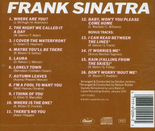 Frank Sinatra - Frank Sinatra Sings For Only The Lonely at
