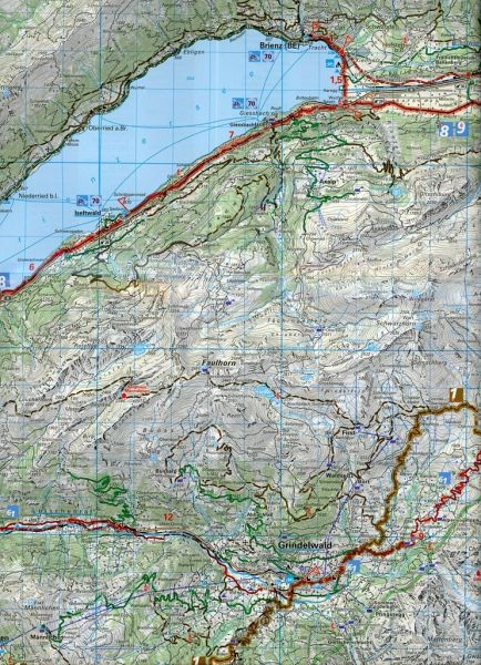 Kümmerly Frey Karte Berner Oberland Ost Goms mit Ortsindex Velokarte