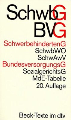 Cover Schwerbehindertengesetz (SchwbG). Bundesversorgungsgesetz (BVG)