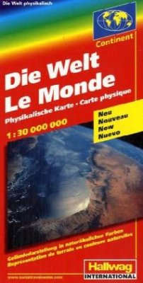 Cover Hallwag Karte Die Welt, physikalische Karte. Le monde, Carte physique. The World, Physical map. El Mundo, Mapa fisico