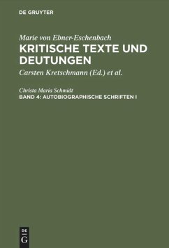 Autobiographische Schriften I - Schmidt, Christa Maria