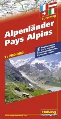 Hallwag Straßenkarte Alpenländer. Pays Alpins. Alpine Countries. Paesi Alpini