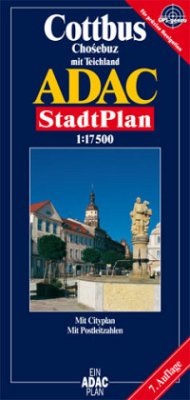 ADAC StadtPlan Cottbus mit Teichland. Chosebuz mit Teichland