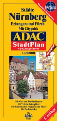ADAC StadtPlan, spezialgefaltet Nürnberg, Erlangen und Fürth