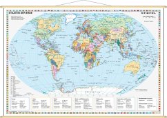 Stiefel Wandkarte Miniformat Staaten der Erde, mit Holzstäben