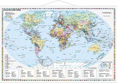 Stiefel Wandkarte Kleinformat Staaten der Erde, Wandkarte, mit Metallstäben