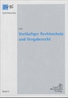 Cover Vorläufiger Rechtsschutz und Vergaberecht