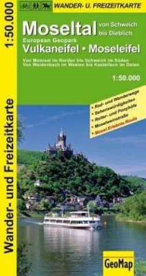 GeoMap Karte Moseltal von Schweich bis Dieblich, European Geopark Vulkaneifel, Moseleifel, Wander- und Freizeitkarte