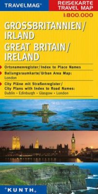 KUNTH Reisekarte Großbritannien, Irland 1:800 000 / Travelmag Reisekarten
