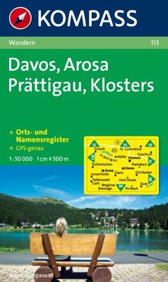 Davos - Arosa - Prättigau - Klosters - Kompass-Wanderkarte Nr. 113 -mit Suchindex. GPS-genau. 1:50.000