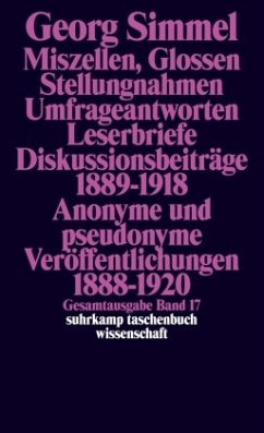 Miszellen, Glossen, Stellungsnahmen, Umfrageantworten, Leserbriefe, Diskussionsbeiträge 1889-1918, Anonyme und Pseudonym - Simmel, Georg