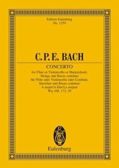 Konzert A-Dur Wq 168, 172, 29, Flöte oder Violoncello oder Cembalo, Streicher und Basso continuo, Partitur - Konzert A-Dur