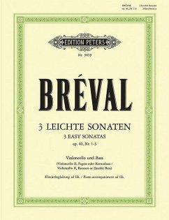 3 Easy Sonatas for Cello and Bass Instrument (Piano Ad Lib.) Op. 40 Nos. 1-3 - Breval, Jean B.