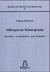 Cover Stilfragen zur Muttersprache