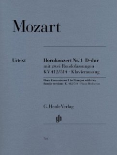 Konzert für Horn und Orchester Nr. 1 D-Dur KV 412/514 (mit D- und F-Stimme), Klavierauszug - Wolfgang Amadeus Mozart - Hornkonzert Nr. 1 D-dur KV 412/514