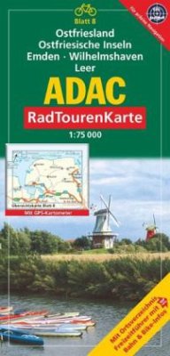 Cover ADAC RadTourenKarte Ostfriesland, Ostriesische Inseln, Emden, Wilhelmshaven, Leer
