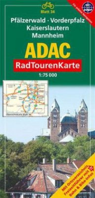 ADAC RadTourenKarte Pfälzerwald, Vorderpfalz, Kaiserslautern, Mannheim