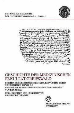 Cover Geschichte der medizinischen Fakultät Greifswald
