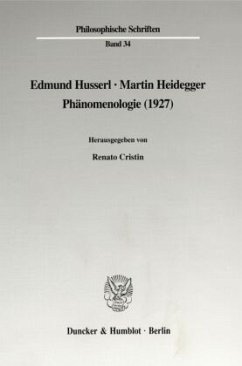 Edmund Husserl, Martin Heidegger: Phänomenologie (1927) - Cristin, Renato (Hrsg.)