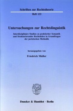 Untersuchungen zur Rechtslinguistik - Müller, Friedrich (Hrsg.)