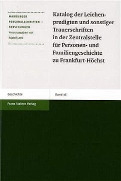 Cover Katalog der Leichenpredigten und sonstiger Trauerschriften in der Zentralstelle für Personen- und Familiengeschichte zu Frankfurt-Höchst