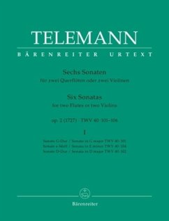 Sechs Sonaten op.2 TWV 40:101-103 für zwei Flöten oder Violinen - Telemann, Georg Philipp