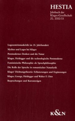 Cover Hestia. Jahrbuch der Klages-Gesellschaft / Hestia. Jahrbuch der Klages-Gesellschaft BD 20