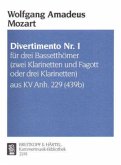 Divertimento Nr.1 B-Dur KV Anh. 229 (439B), Bläsertrio, Partitur und Stimmensatz