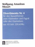 Divertimento Nr.4 B-Dur KV Anh. 229 (439B), Bläsertrio, Partitur und Stimmensatz