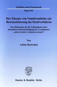 Cover Der Einsatz von Vomitivmitteln zur Beweissicherung im Strafverfahren.