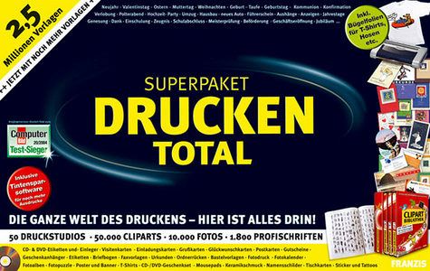 Superpaket Drucken Total, 6 CD-ROMs, 1 DVD-ROM u. Clipart-Katalog Superpaket Drucken Total, 6 CD-ROMs, 1 DVD-ROM u. Clipart-Katalog