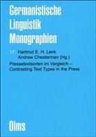 Pressetextsorten im Vergleich / Contrasting Text Types in the Press - Lenk, Hartmut E. H. / Chesterman, Andrew (Hgg.)