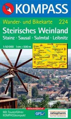 Cover Steirisches Weinland - Kompass-Wanderkarte Nr. 224 - mit Tourenführer und Radrouten. GPS-geeignet. 1:50.000