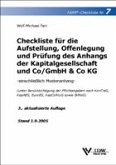 Checkliste für die Aufstellung Offenlegung und Prüfung des Anhangs der Kapitalgesellschaft und Co/GmbH Co KG