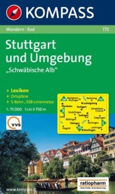 Kompass Karte Stuttgart und Umgebung, Schwäbische Alb