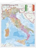 Stiefel Wandkarte Großformat Italien, Postleitzahlen, mit Metallstäben