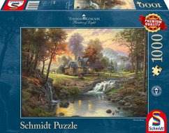 Schmidt 58445 - Thomas Kinkade: Holzhaus am Bach, Puzzle 1000 Teile