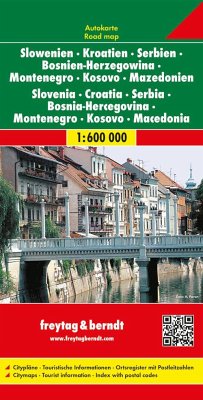 Freytag & Berndt Autokarte Slowenien, Kroatien, Serbien, Bosnien-Herzegowina, Montenegro, Mazedonien. Eslovenia, Croacia, Servia, Bosnia-Herzegovina, Montenegro, Macedonia. Slovenie, Kroatie, Servie, Bosnie-Hercegovina, Montenegro, Macedonie; Slovenia, Croatia, Serbia, Bosnia-Hercegovia, Montenegro, Macedonia; Slovénie, Croatie, Serbie, Bosnie-Herzégovine, Monténégro, Macédoine; Slovenia, Cro