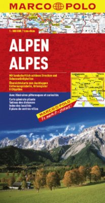 Marco Polo Karte Länderkarte Alpen. Alpes. Alpi. Alps