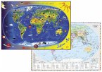 Kinderweltkarte Staaten der Erde mit Flaggenrand. DUO-Schreibunterlage