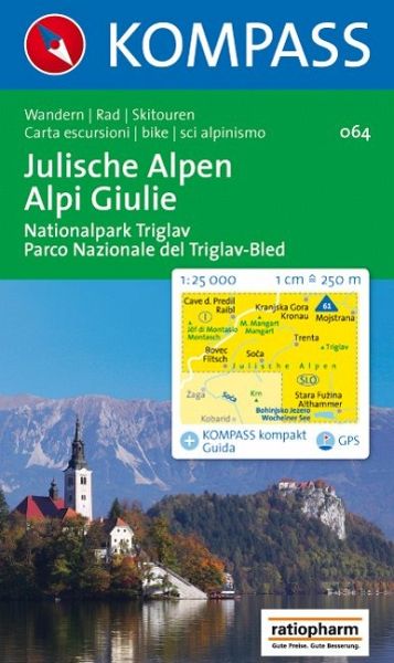 Julische Alpen - Nationalpark Triglav - Bled - Kompass Wanderkarte Nr. 064 - 1:25.000