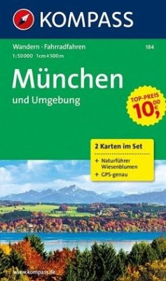 Kompass Karte München und Umgebung, 2 Bl. m. Kompass Naturführer Wiesenblumen
