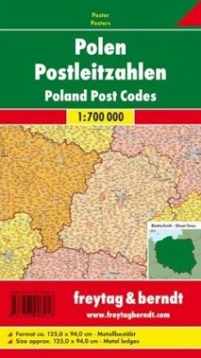 Freytag & Berndt Poster Polen, Postleitzahlen, mit Metallstäben; Poland, Post Codes - Landkarten 