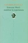 Cover Simone Weil : nombrar la experiencia