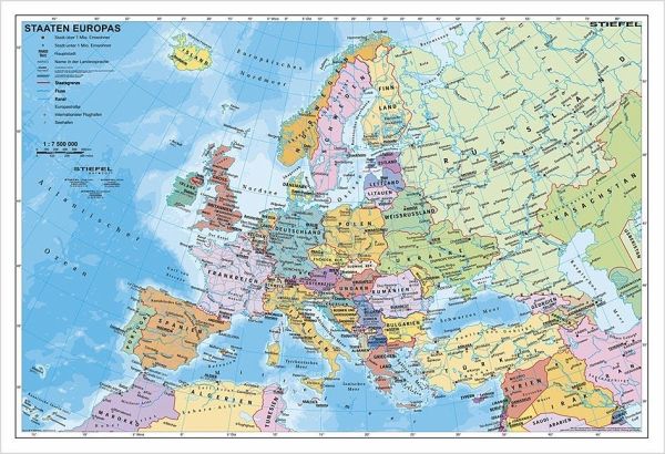Stiefel Wandkarte Kleinformat Staaten Europas Wandkarte ohne Metallstäbe
