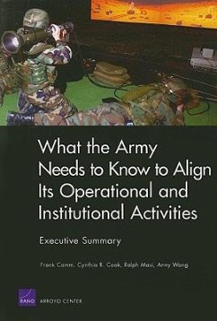 What the Army Needs to Know to Align Its Operational and Institutional Activities, Executive Summary (2006) - Camm, Frank; Cook, Cynthia R.; Masi, Ralph