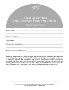 Assessment, Evaluation, and Programming System for Infants and Children (AEPS(R)), Second Edition, Child Observation Data Recording Form II: Three to - Capt, Betty Johnson, Joann Pretti-Frontczak, Kristie