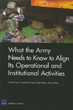 What the Army Needs to Know to Align Its Operational and Institutional Activities - Camm, Frank; Cook, Cynthia R; Masi, Ralph; Wong, Anny